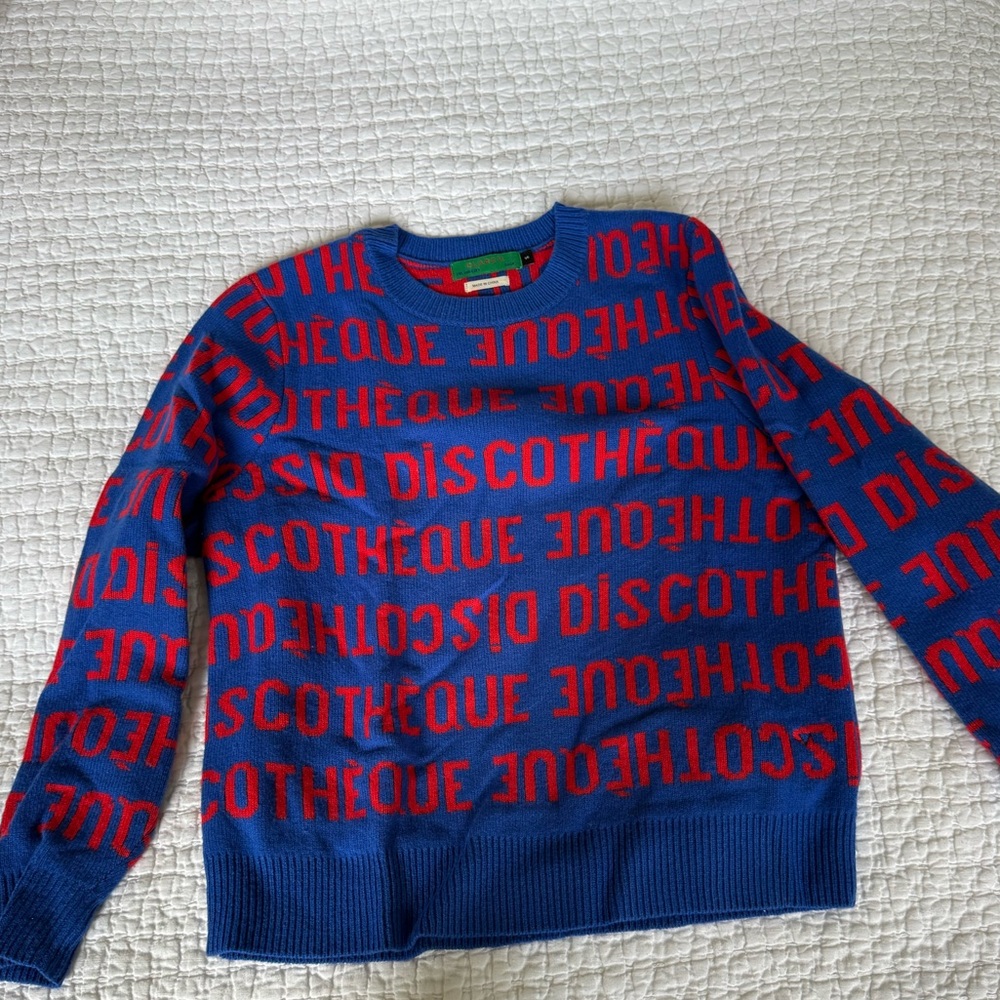 Clare V. Blue and Red Graphic Sweater - Picture 4 of 7
